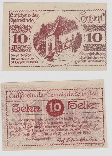 10 Heller Banknote Losenstein 1920 (132553)