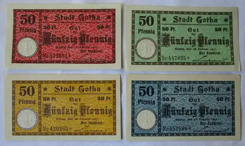 4 x 50 Pfennig Banknoten Gotha 20.Westhüringer Gauturnfest Gotha 2-4.Juli 1921
