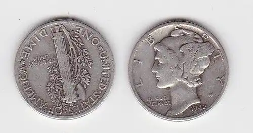 1 Dime Silber Münze USA 1942 Liberty (122189)