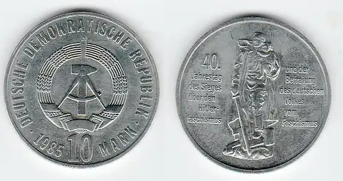 DDR Gedenk Münze 10 Mark 40.Jahre Kriegsende 1985 (116176)