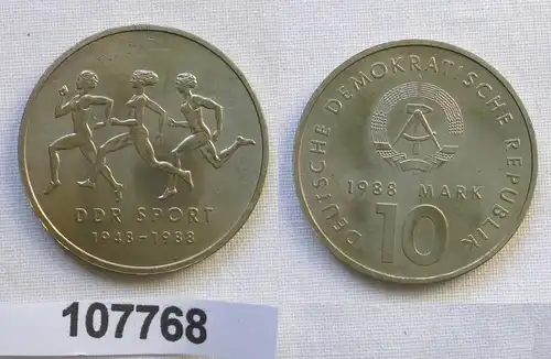 DDR Gedenk Münze 10 Mark 40 Jahre DDR Sport 1988 (107768)