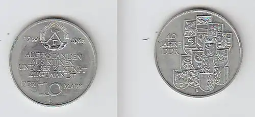 DDR Gedenk Münze 10 Mark 40.Jahrestag der DDR 1989 (105773)