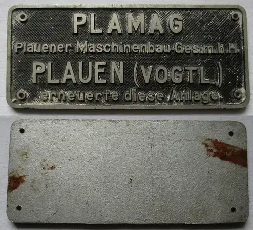 Typen Reklame Metall Plakette Plauener Maschinenbau GmbH PLAMAG (111352)