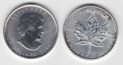 5 Dollar Silber Münze Kanada Meaple Leaf 2011 1 Unze Feinsilber (139643)