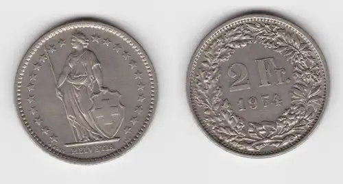2 Franken Nickel Münze Schweiz 1974 (133624)