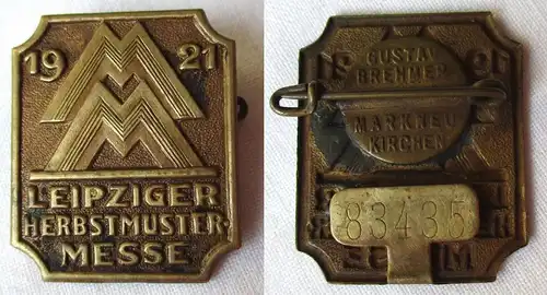 Blech Abzeichen Leipziger Herbstmustermesse 1921 Einkäuferabzeichen (125002)