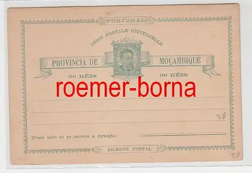 75152 seltene Ganzsachen Postkarte Mocambique Mosambik 30 Reis grün vor 1900