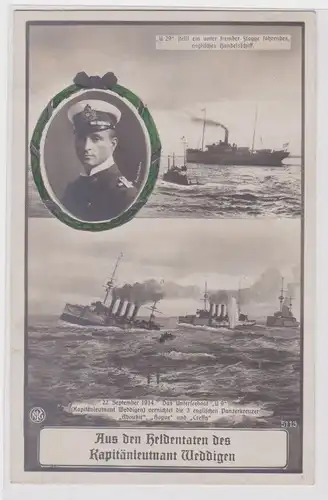 904095 Ak Aus den Heldentaten des Kapitänleutnant Weddigen U-Boot U 9, 1915