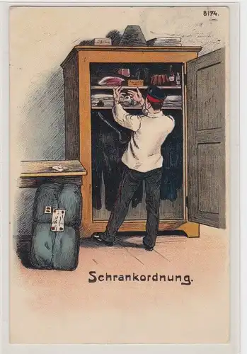 904990 Bruno Bürger Ak Militär Humor "Schrankordnung" 1911