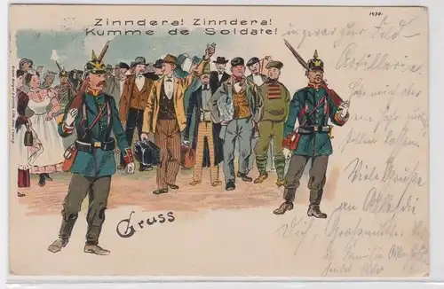 905096 Bruno Bürger Ak Zinndera! Zinndera! Kumme de Soldate! 1906