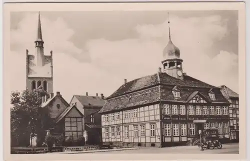 902019 Ak Grabow Mecklenburg Rathaus mit Kirchturm 1955