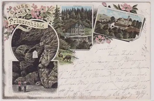 903664 Ak Lithographie Gruß aus der Prinzenhöhle Sächs.Erzgebirge 1896