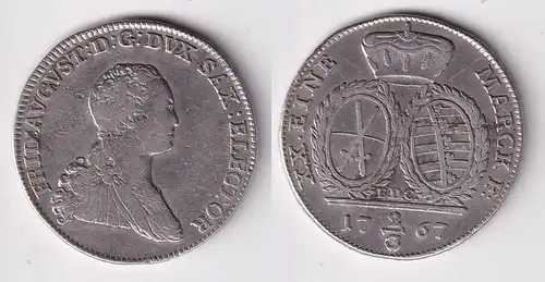 2/3 Taler Silber Münze Sachsen 1767 EDC ss (160914)