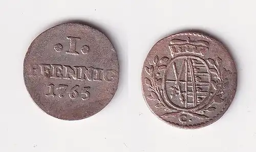 1 Pfennig  Kupfer Münze Sachsen 1765 f.vz (163129)