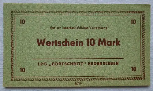 seltene 10 Mark Banknote DDR LPG Geld "Fortschritt" Hedersleben (151610)