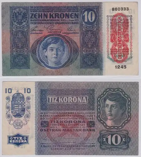10 Kronen Banknote Österreichisch Ungarische Bank 2.1.1915 (137936)
