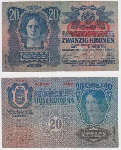 20 Kronen Banknote Österreichisch Ungarische Bank 2.1.1913 (136152)