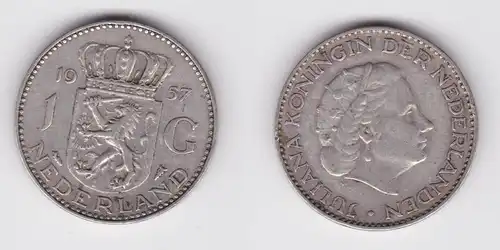 1 Gulden Silber Münze Niederlande 1957 (161719)