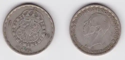 1 Krone Silber Münze Schweden 1946 (161713)