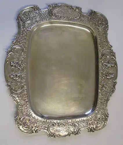 wunderbares Tablett 800er Silber prunkvoll verziert um 1900 (161845)