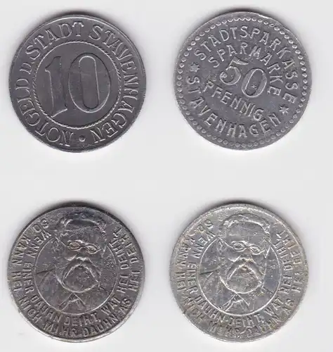 10 und 50 Pfennig Notgeld Münzen Stadt Stavenhagen  (160762)