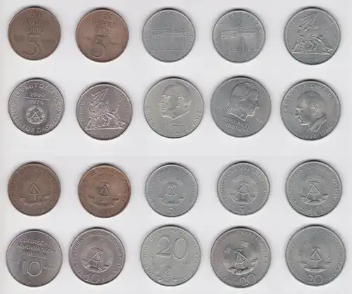 10 x DDR Gedenk Münzen 5, 10 und 20 Mark Buchenwald, Schiller, Grotewohl(160978)