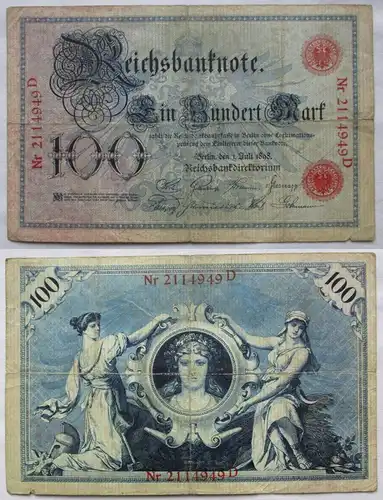 100 Mark Reichsbanknote Deutsches Reich 01.07.1898 Ro. P20 (161046)