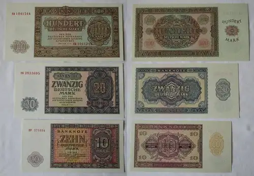 3 x Banknoten 10, 20 und 100 Mark DDR Deutsche Notenbank 1955 UNC (161068)
