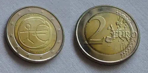 2 Euro Bi-Metall Münze Slowenien 2009 10 Jahre Europäische Währungsunion(158190)
