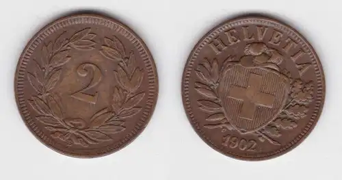2 Rappen Kupfer Münze Schweiz 1902 B (140390)