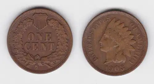 1 Cent Kupfer Münze USA 1903 (143144)