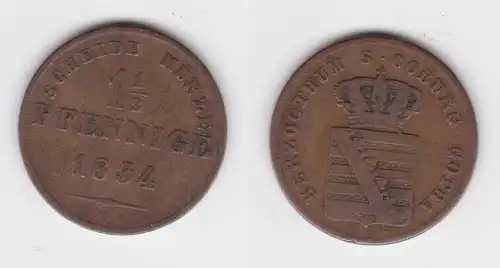 1 1/2 Pfennig Kupfer Münze Sachsen-Coburg-Gotha 1834 f.ss (143261)