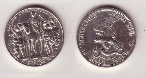 2 Mark Silbermünze Preussen Der König rief .... 1913 Jäger 109  (115881)