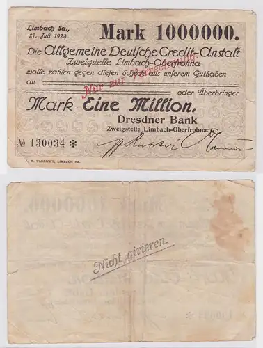 1 Million Mark Banknote allg. dt. Credit Anstalt Limbach 27.7.1923 (121368)