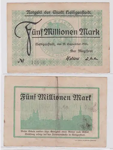 5 Millionen Mark Banknote Stadt Heiligenstadt 19.9.1923 (122410)