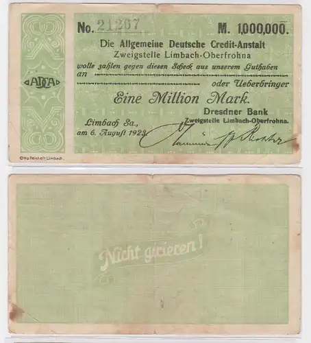 1 Million Mark Banknote allg. dt. Credit Anstalt Limbach 6.8.1923 (121620)