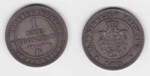 1 Neu Groschen Silber Münze Sachsen 1865 B ss (143048)