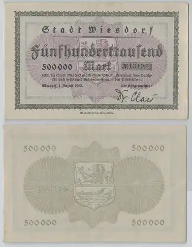 500000 Mark Banknote Stadt Wiesdorf 1.August.1923 (152981)