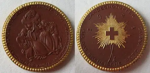DDR Porzellan Medaille Landesnotopfer f. das sächsische Rote Kreuz 1921 (153507)