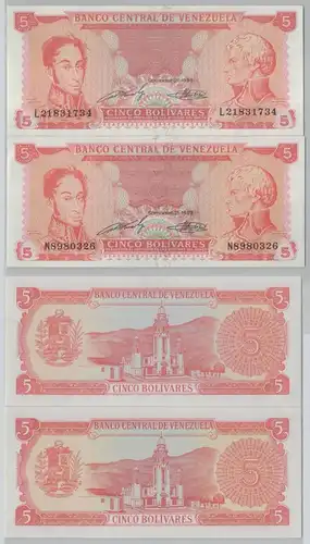 2 x 5 Bolivares Banknote Venezuela 1989 Pick 70 kassenfrisch UNC (153193)