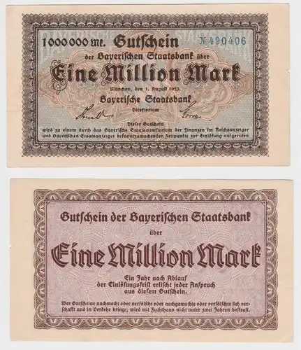 1 Millionen Mark Banknote Bayerische Staatsbank München 1.08.1923 (153823)