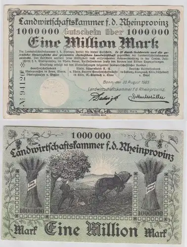 1 Million Mark Banknote Bonn Landwirtschaftskammer Rheinprovinz 1923 (153793)