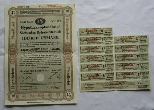 100 RM Schuldverschreibung Sächsische Bodencreditanstalt Dresden 1940 (150243)