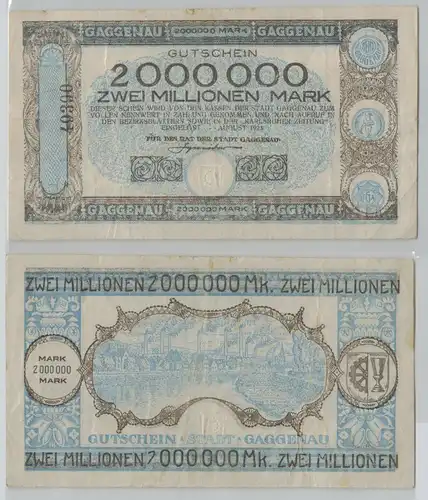 2 Millionen Mark Banknote Stadt Gaggenau August 1923 (153034)