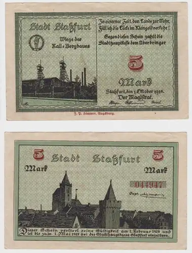 5 Mark Banknote Notgeld Stadt Staßfurt 1.10.1918 (153838)
