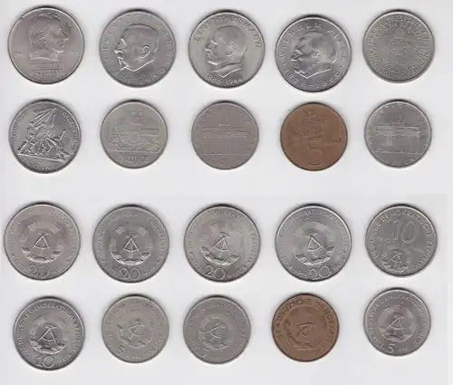 10 DDR Gedenkmünzen Meißen, Thälmann, Pieck, Buchenwald, Mann, usw. (150760)