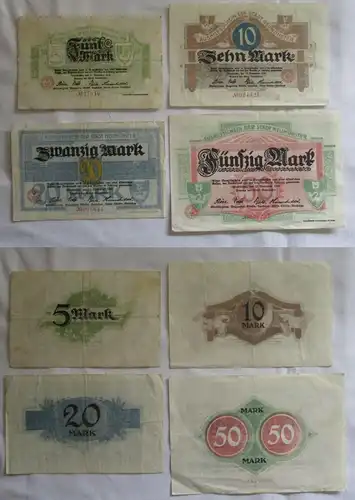 4x Banknoten Notgeld Stadt Neumünster 12.11.1918 (152558)
