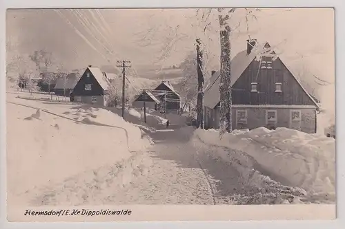 904280 Ak Hermsdorf im Erzgebirge Kreis Dippoldiswalde im Winter 1961