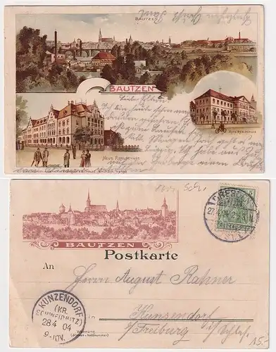 901784 Ak Lithographie Bautzen alte und neue Realschule 1904