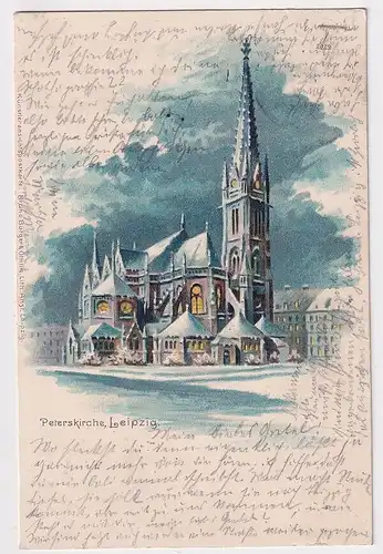 900259 Bruno Bürger Ak Lithographie Peterskirche Leipzig im Winter 1898